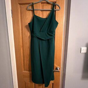 Boohoo Forrest green wrap detail dress size 14